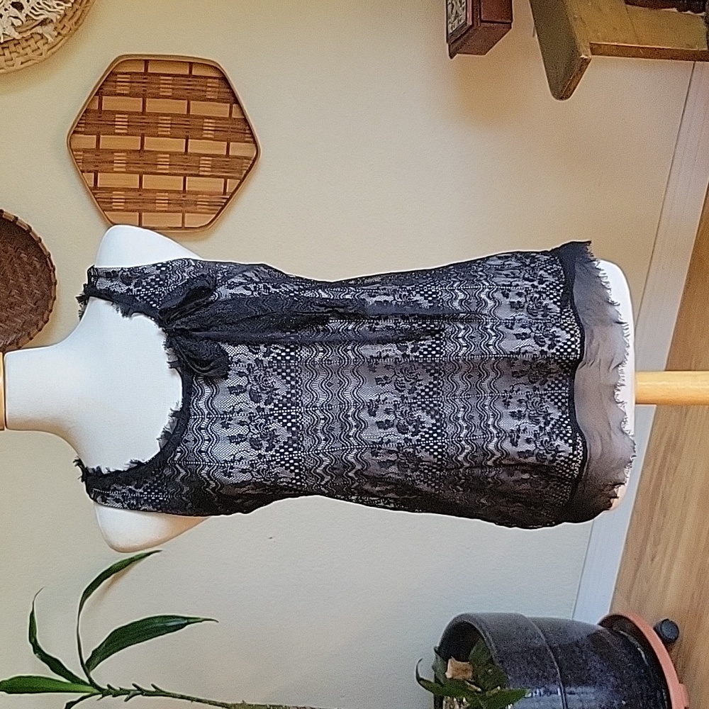 Cabi Black Lace Sleeveless Blouse